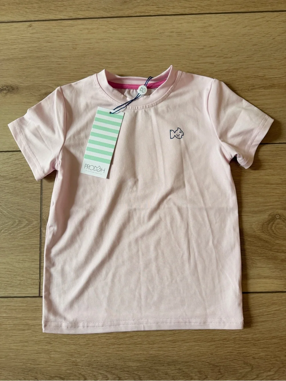 Prodoh Kids Light Pink Short-Sleeve Swim Coverup Tee with Fish Motif